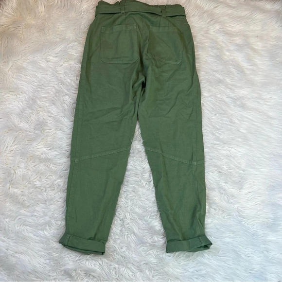 NWOT A.L.C. Cobin Paperbag Waist High Rise Belted Pants Fern Green Twill Women 8 - Picture 10 of 12